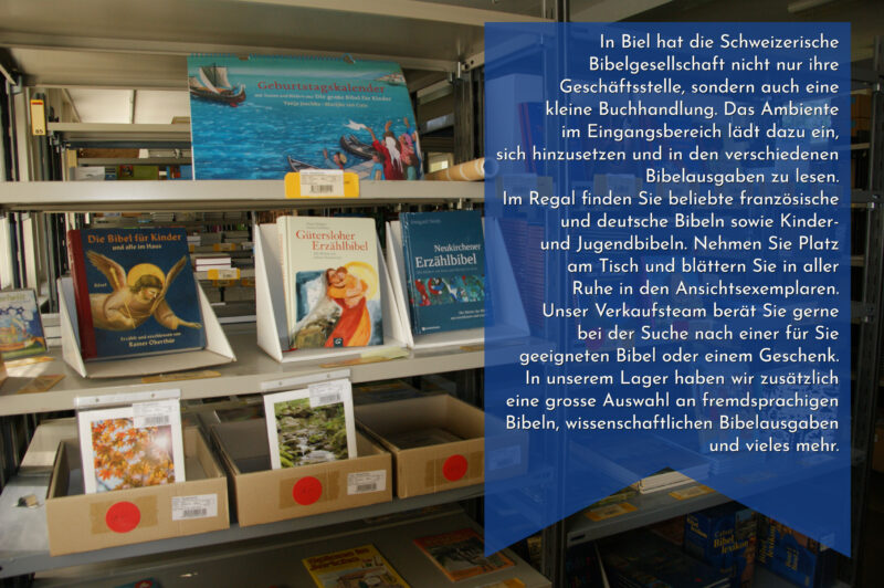 Eingangsbereich der Buchhandlung der Schweizerischen Bibelgesellschaft