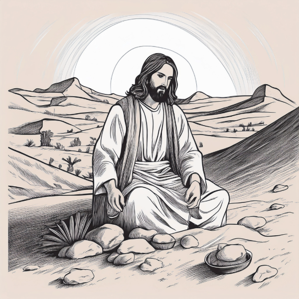 Jesus fastet in Wüste, KI