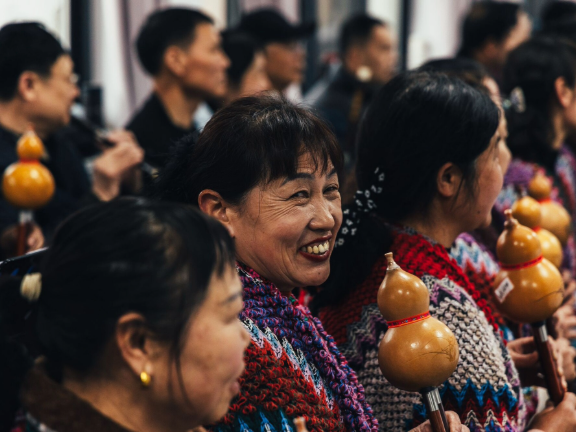 Joyful members of the traditional Chinese instrument ensemble at Huai’an Christian Church. (Photo credit: Dan Aksel Jacobsen, Norwegian Bible Society